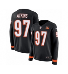 Women's Nike Cincinnati Bengals #97 Geno Atkins Limited Black Therma Long Sleeve NFL Jersey