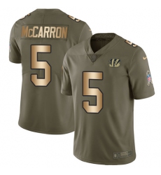 Men's Nike Cincinnati Bengals #5 AJ McCarron Limited Olive/Gold 2017 Salute to Service NFL Jersey