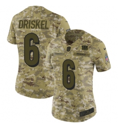 Women's Nike Cincinnati Bengals #6 Jeff Driskel Limited Camo 2018 Salute to Service NFL Jersey