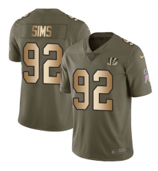 Men's Nike Cincinnati Bengals #92 Pat Sims Limited Olive/Gold 2017 Salute to Service NFL Jersey