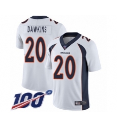 Men's Denver Broncos #20 Brian Dawkins White Vapor Untouchable Limited Player 100th Season Football Jersey