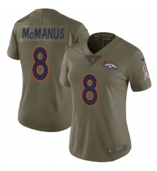 Women's Nike Denver Broncos #8 Brandon McManus Limited Olive 2017 Salute to Service NFL Jersey