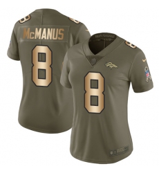 Women's Nike Denver Broncos #8 Brandon McManus Limited Olive/Gold 2017 Salute to Service NFL Jersey