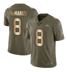 Youth Nike Denver Broncos #8 Brandon McManus Limited Olive/Gold 2017 Salute to Service NFL Jersey