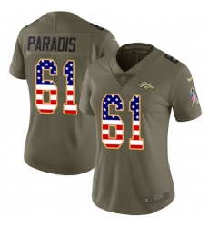 Women's Nike Denver Broncos #61 Matt Paradis Limited Olive/USA Flag 2017 Salute to Service NFL Jersey