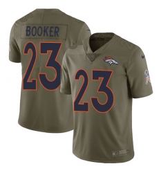 Men's Nike Denver Broncos #23 Devontae Booker Limited Olive 2017 Salute to Service NFL Jersey