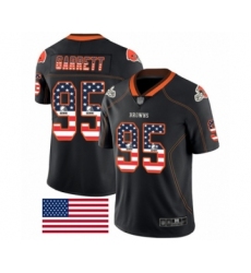 Men's Cleveland Browns #95 Myles Garrett Limited Black Rush USA Flag Football Jersey