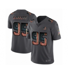 Men's Cleveland Browns #95 Myles Garrett Limited Black USA Flag 2019 Salute To Service Football Jersey
