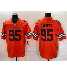 Men's Cleveland Browns #95 Myles Garrett Orange Vapor Limited Football Stitched Jersey