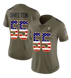 Women's Nike Cleveland Browns #55 Danny Shelton Limited Olive/USA Flag 2017 Salute to Service NFL Jersey