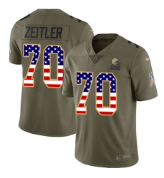 Youth Nike Cleveland Browns #70 Kevin Zeitler Limited Olive/USA Flag 2017 Salute to Service NFL Jersey