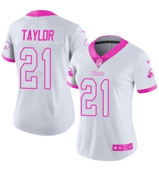 Women's Nike Cleveland Browns #21 Jamar Taylor Limited White/Pink Rush Fashion NFL Jersey