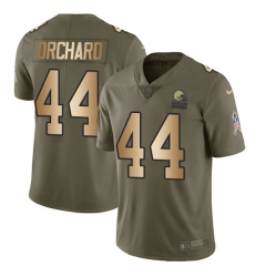 Men's Nike Cleveland Browns #44 Nate Orchard Limited Olive/Gold 2017 Salute to Service NFL Jersey