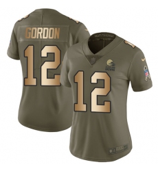 Women's Nike Cleveland Browns #12 Josh Gordon Limited Olive/Gold 2017 Salute to Service NFL Jersey