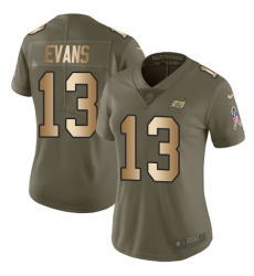 Women's Nike Tampa Bay Buccaneers #13 Mike Evans Limited Olive/Gold 2017 Salute to Service NFL Jersey