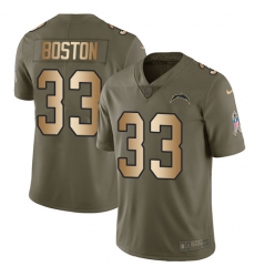 Youth Nike Los Angeles Chargers #33 Tre Boston Limited Olive/Gold 2017 Salute to Service NFL Jersey