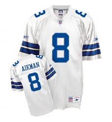 Men's Reebok Dallas Cowboys #8 Troy Aikman Authentic White Throwback NFL Jersey