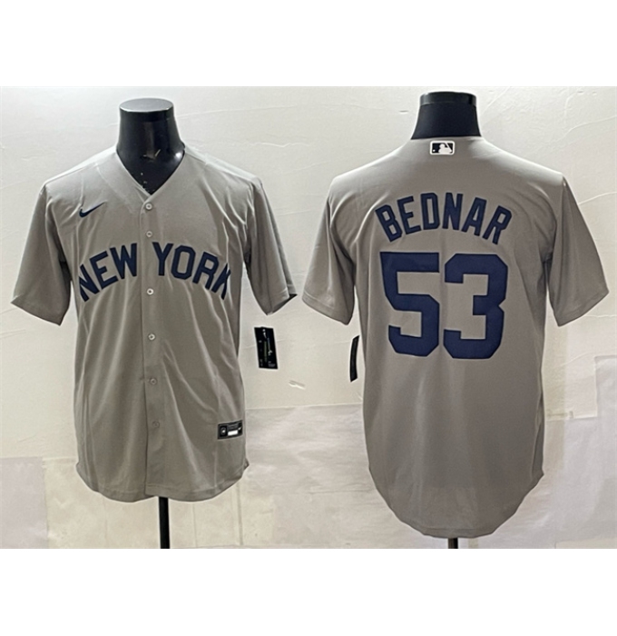 Men's New York Yankees #53 David Bednar Grey Stitched Baseball Jersey