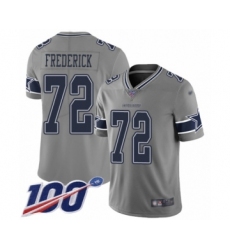 Men's Dallas Cowboys #72 Travis Frederick Limited Gray Inverted Legend 100th Season Football Jersey