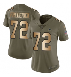Women's Nike Dallas Cowboys #72 Travis Frederick Limited Olive/Gold 2017 Salute to Service NFL Jersey