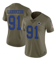 Women's Nike Dallas Cowboys #91 L. P. Ladouceur Limited Olive 2017 Salute to Service NFL Jersey