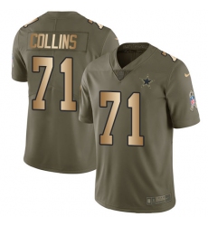 Men's Nike Dallas Cowboys #71 La'el Collins Limited Olive/Gold 2017 Salute to Service NFL Jersey