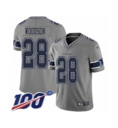 Men's Dallas Cowboys #28 Darren Woodson Limited Gray Inverted Legend 100th Season Football Jersey