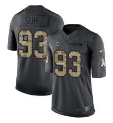 Youth Nike Miami Dolphins #93 Ndamukong Suh Limited Black 2016 Salute to Service NFL Jersey