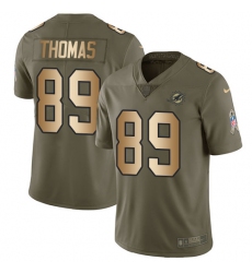 Men's Nike Miami Dolphins #89 Julius Thomas Limited Olive/Gold 2017 Salute to Service NFL Jersey
