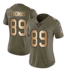 Women's Nike Miami Dolphins #89 Julius Thomas Limited Olive/Gold 2017 Salute to Service NFL Jersey