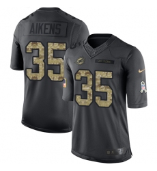 Youth Nike Miami Dolphins #35 Walt Aikens Limited Black 2016 Salute to Service NFL Jersey
