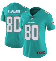 Women's Nike Miami Dolphins #80 Anthony Fasano Aqua Green Team Color Vapor Untouchable Limited Player NFL Jersey