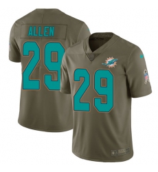 Youth Nike Miami Dolphins #29 Nate Allen Limited Olive 2017 Salute to Service NFL Jersey