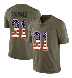 Youth Nike Miami Dolphins #31 Michael Thomas Limited Olive/USA Flag 2017 Salute to Service NFL Jersey