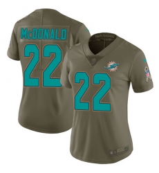 Women's Nike Miami Dolphins #22 T.J. McDonald Limited Olive 2017 Salute to Service NFL Jersey