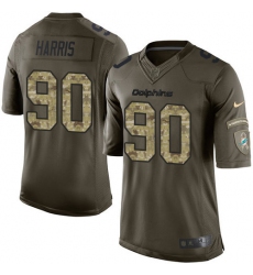 Men's Nike Miami Dolphins #90 Charles Harris Elite Green Salute to Service NFL Jersey