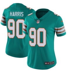 Women's Nike Miami Dolphins #90 Charles Harris Aqua Green Alternate Vapor Untouchable Limited Player NFL Jersey