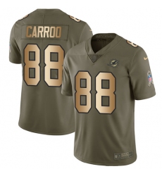 Youth Nike Miami Dolphins #88 Leonte Carroo Limited Olive/Gold 2017 Salute to Service NFL Jersey