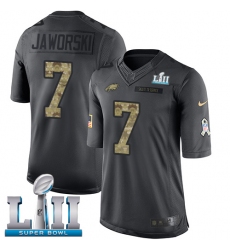 Men's Nike Philadelphia Eagles #7 Ron Jaworski Limited Black 2016 Salute to Service Super Bowl LII NFL Jersey