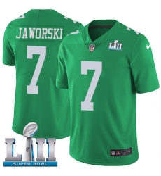 Men's Nike Philadelphia Eagles #7 Ron Jaworski Limited Green Rush Vapor Untouchable Super Bowl LII NFL Jersey