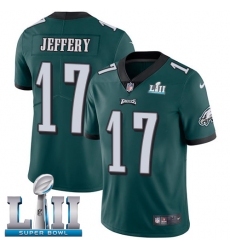 Youth Nike Philadelphia Eagles #17 Alshon Jeffery Midnight Green Team Color Vapor Untouchable Limited Player Super Bowl LII NFL Jersey