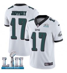 Youth Nike Philadelphia Eagles #17 Alshon Jeffery White Vapor Untouchable Limited Player Super Bowl LII NFL Jersey