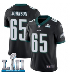 Men's Nike Philadelphia Eagles #65 Lane Johnson Black Alternate Vapor Untouchable Limited Player Super Bowl LII NFL Jersey