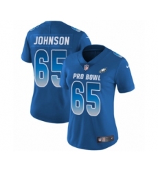 Women's Philadelphia Eagles #65 Lane Johnson Limited Royal Blue NFC 2019 Pro Bowl Football Jersey