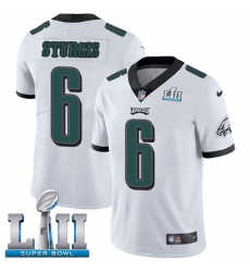Men's Nike Philadelphia Eagles #6 Caleb Sturgis White Vapor Untouchable Limited Player Super Bowl LII NFL Jersey