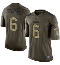 Youth Nike Philadelphia Eagles #6 Caleb Sturgis Elite Green Salute to Service NFL Jersey