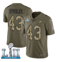 Men's Nike Philadelphia Eagles #43 Darren Sproles Limited Olive/Camo 2017 Salute to Service Super Bowl LII NFL Jersey