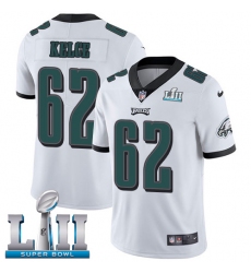 Men's Nike Philadelphia Eagles #62 Jason Kelce White Vapor Untouchable Limited Player Super Bowl LII NFL Jersey