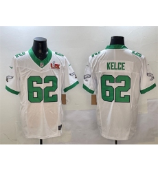 Men's Philadelphia Eagles #62 Jason Kelce White 2025 Super Bowl LIX F.U.S.E. Vapor Untouchable Limited Stitched Football Jersey