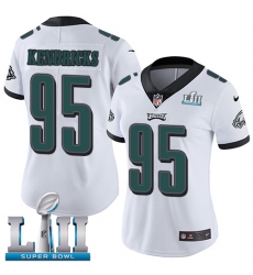 Women's Nike Philadelphia Eagles #95 Mychal Kendricks White Vapor Untouchable Limited Player Super Bowl LII NFL Jersey